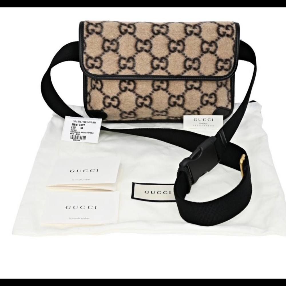 Gucci wool GG monogram slim belt bag